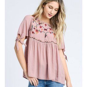 NWT JODIFL boho embroidery tunic top in light terra cotta